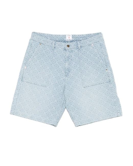 Casablanca Blue Monogram-Patterned Shorts for men