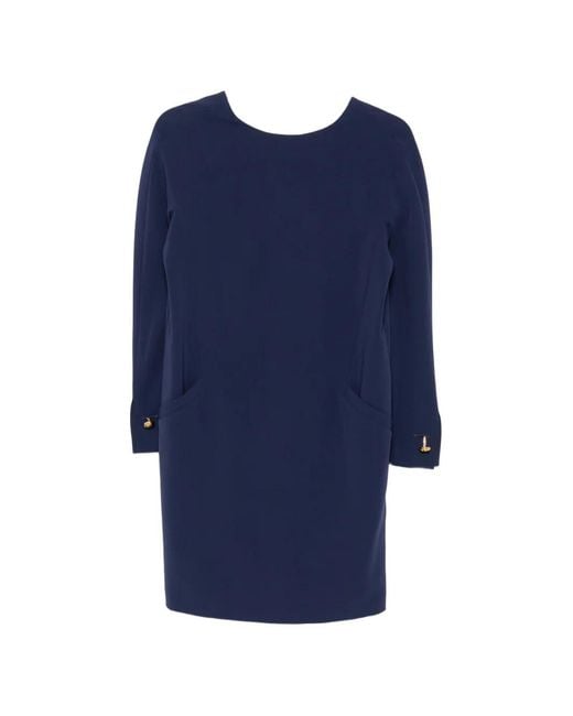 Max Mara Blue Button-Cuff Mini Dress