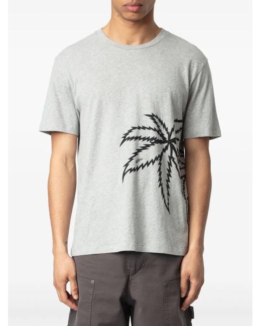 Zadig & Voltaire White Graphic-Print Organic-Cotton T-Shirt for men