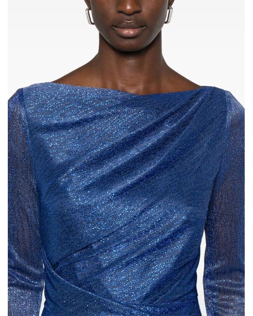 Talbot Runhof Blue Gerafftes Midikleid