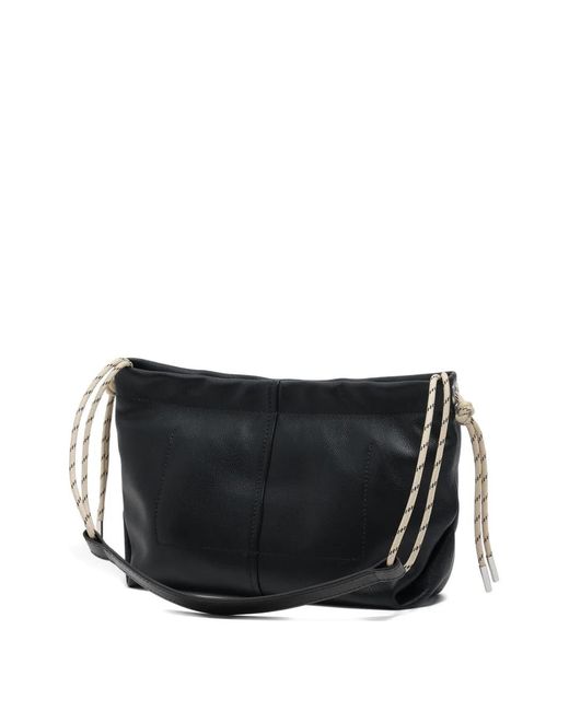 Bimba Y Lola Black Medium Embossed-Logo Drawstring Shoulder Bag