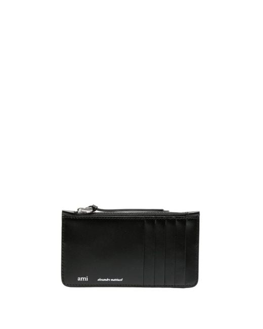 AMI Black Logo-print Leather Wallet