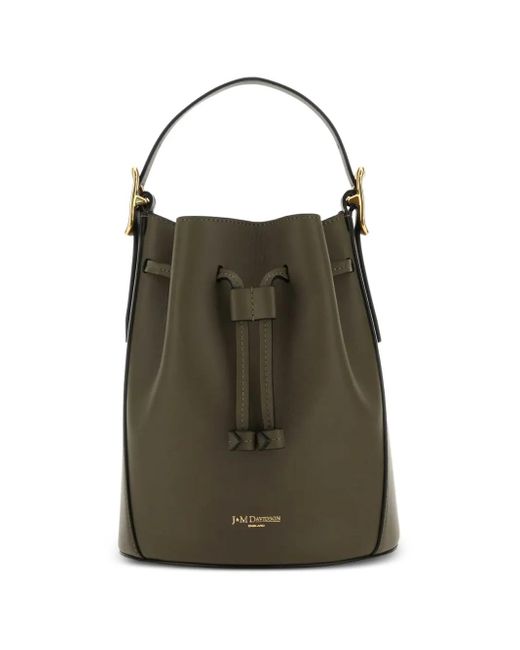 J&m Davidson Green Poppy Leather Drawstring Bucket Bag
