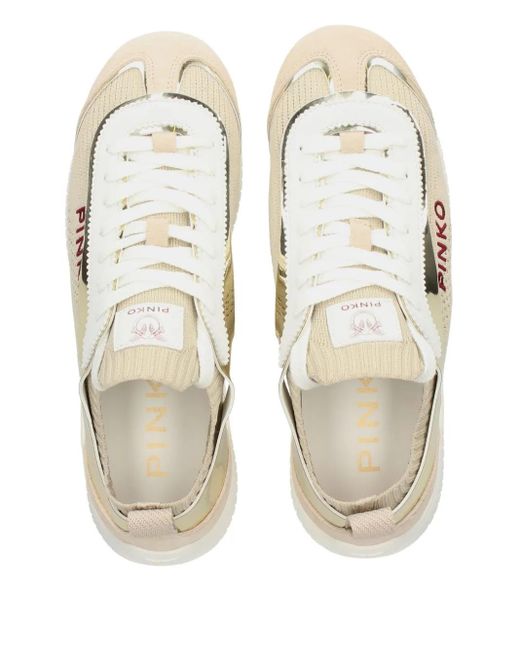 Pinko Natural Logo-Embroidered Sneakers