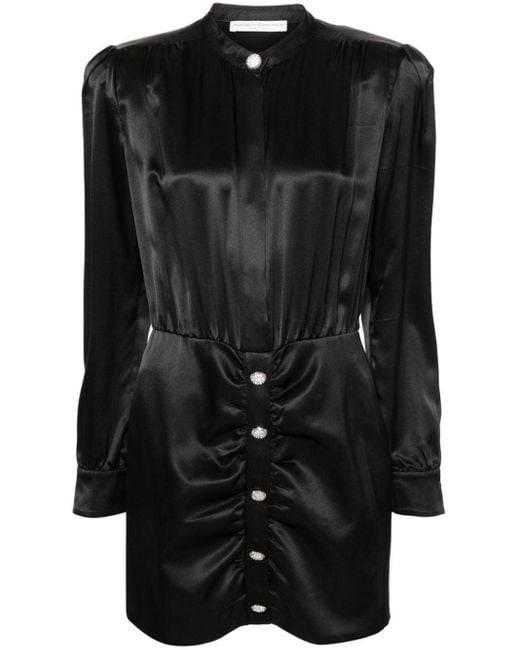 Alessandra Rich Black Long-sleeve Silk Dress