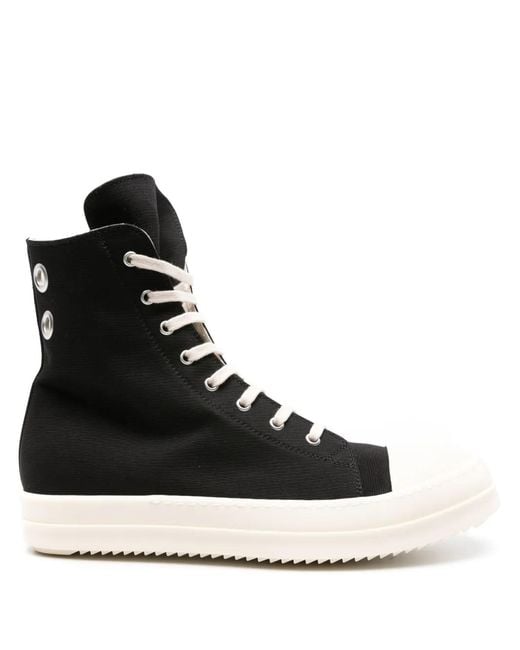 Rick Owens Black Urban Rebel High-Top Sneakers With Stud Accents for men