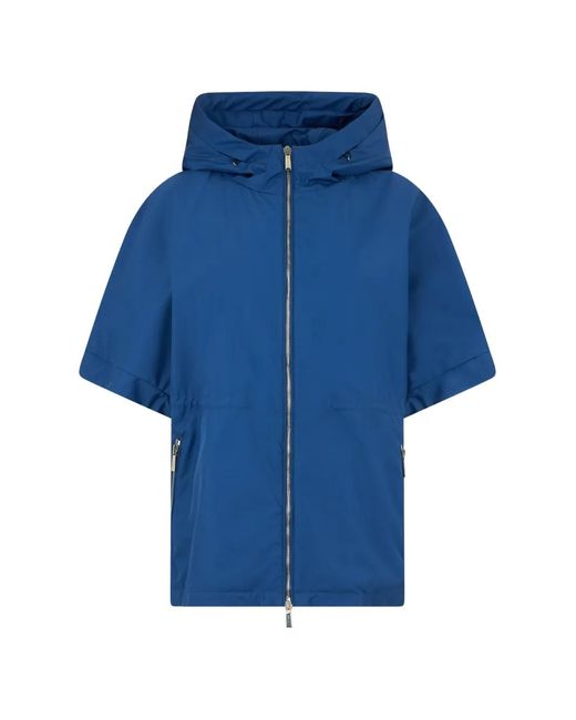 Moorer Blue Hooded Short-Sleeve Jacket