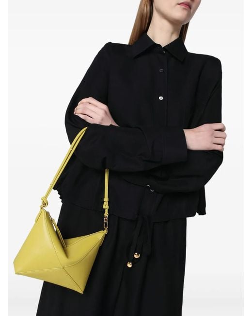 Borsa A Spalla Puzzle Fold Con Zip di Loewe in Yellow