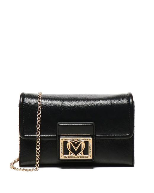 Borsa A Spalla Con Placca Logo di Love Moschino in Black
