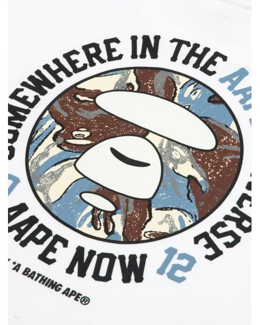 Aape By A Bathing Ape White Logo-Print T-Shirt for men