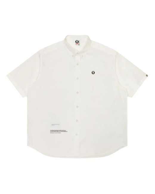 Aape By A Bathing Ape White Logo-Appliqué Cotton Shirt for men