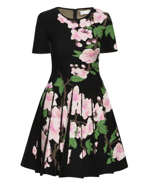 Oscar de la Renta フローラル ミニドレス Black