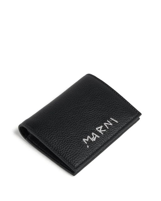 Marni Black Logo-Embroidered Billfold Wallet for men