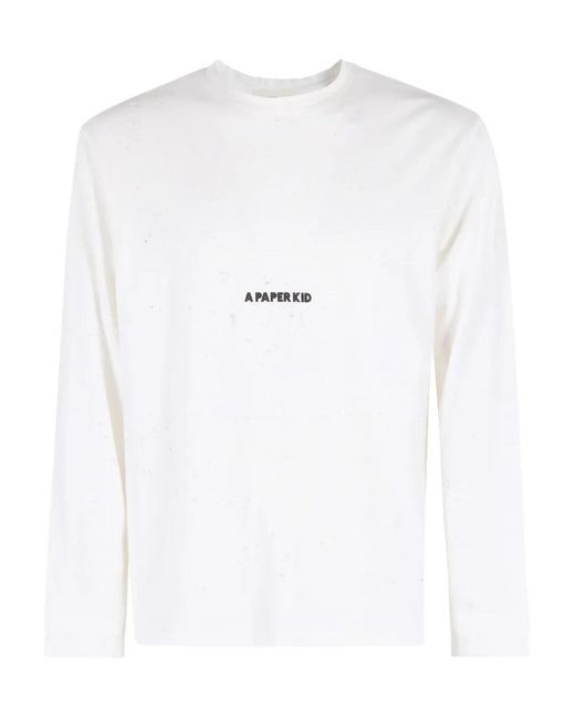 A PAPER KID White Long-Sleeve T-Shirt for men