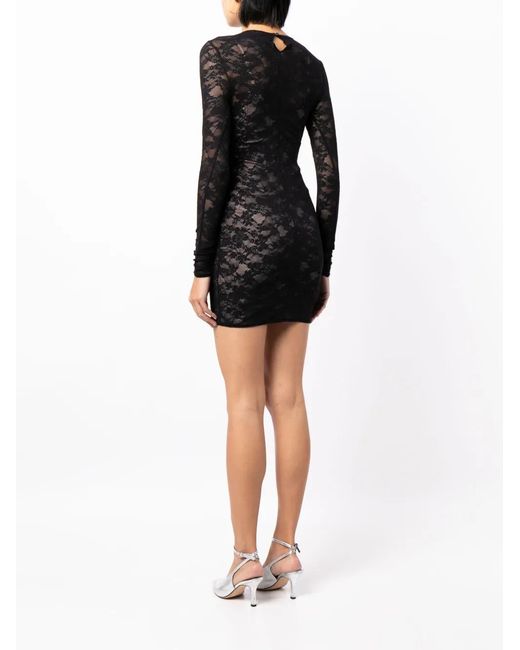 Fleur du Mal Black Le Stretch Lace Mini Dress