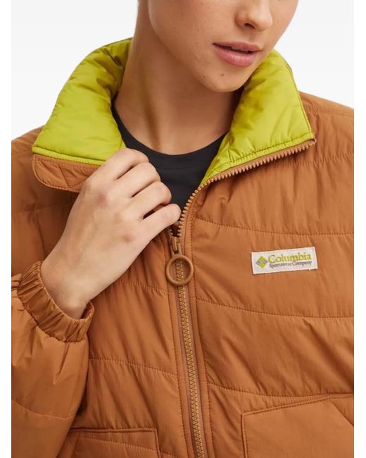 Columbia Blue Wallowa Quilted Mountain-Print Cropped Puffer Jacket
