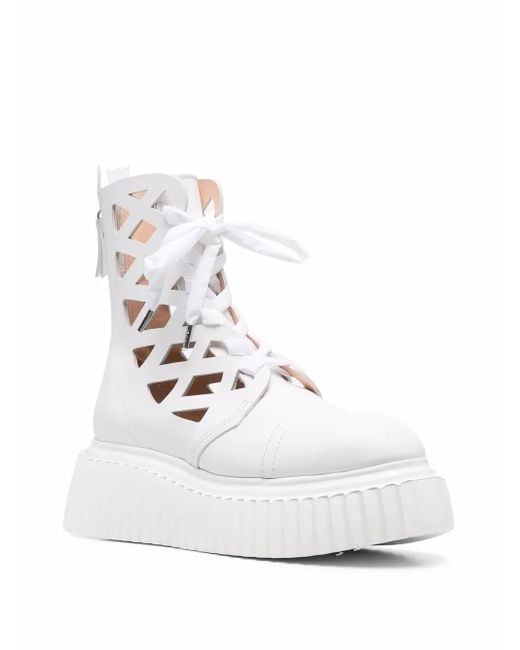 Agl Attilio Giusti Leombruni White Cut-Out Ankle Boots