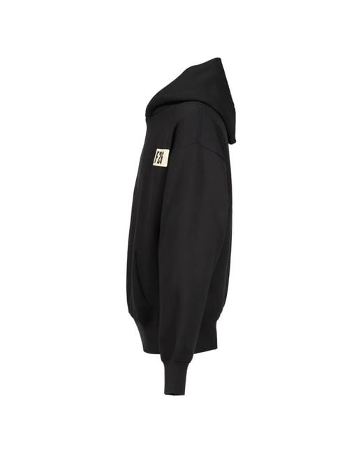 Essentials Black Logo-Patch Hoodie for men