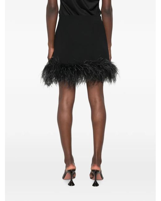 P.A.R.O.S.H. Black Feather-Trim Mini Skirt