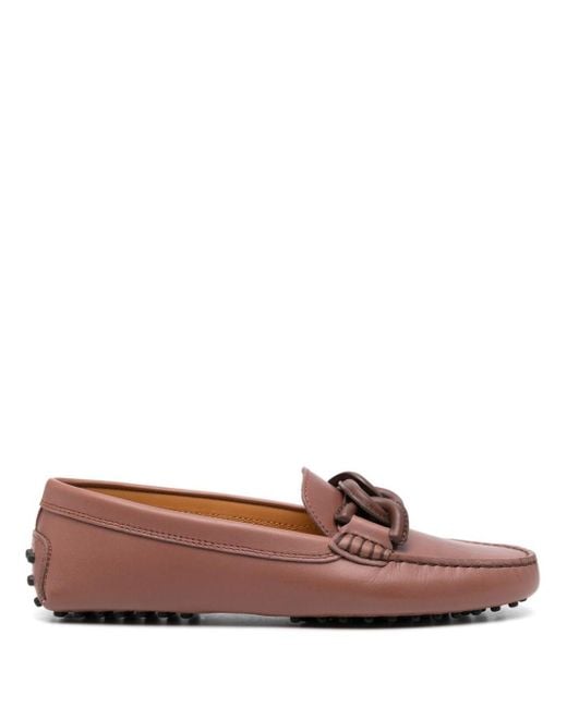 Tod's Brown Kate Gommino Bubble Leather Loafers