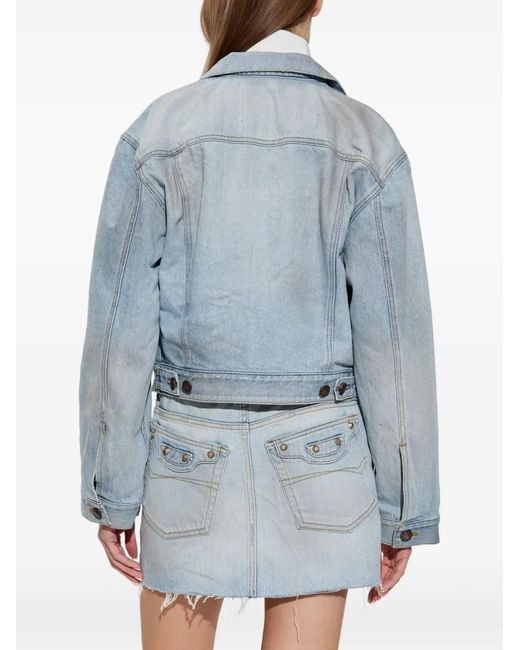 Balenciaga Blue Veste En Jean À Design Superposé