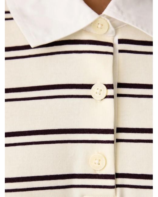 Marc O' Polo White Striped Long-Sleeve Polo Shirt