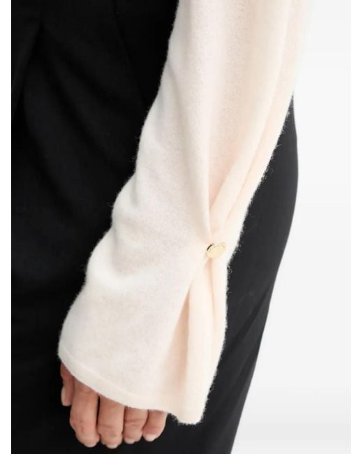 Fracomina White Tone-Button Roll-Neck Sweater