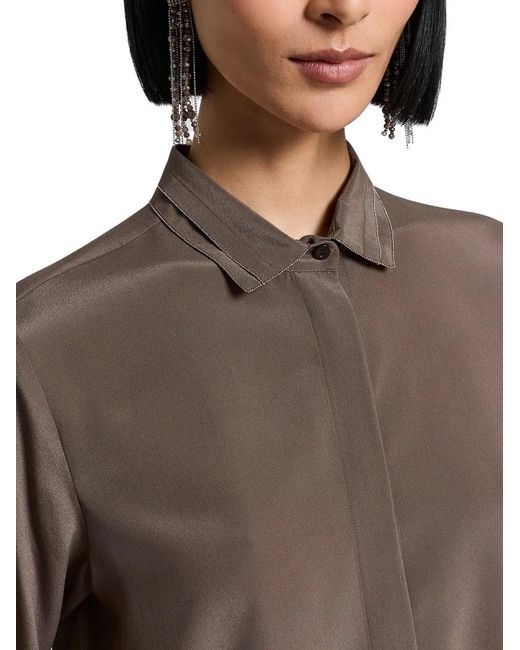 Peserico Brown Buttoned Collared Shirt