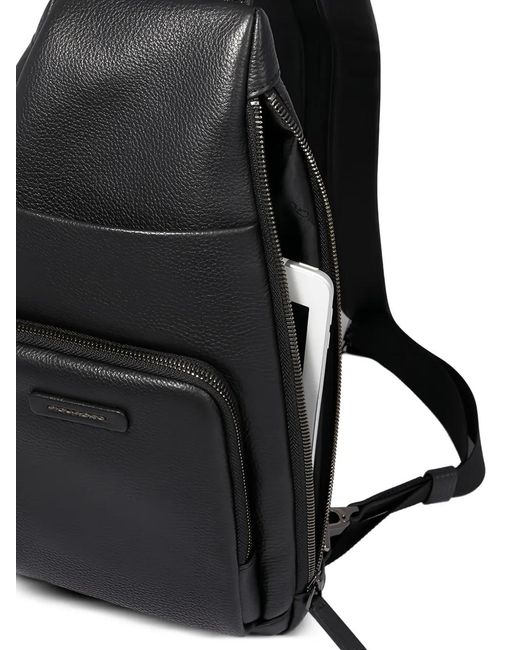Piquadro Black Modus Restyling Leather Sling Bag for men