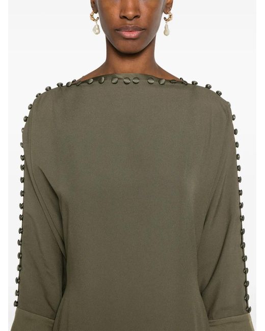 Taller Marmo Green Mila Decorative Button-Detail Dress