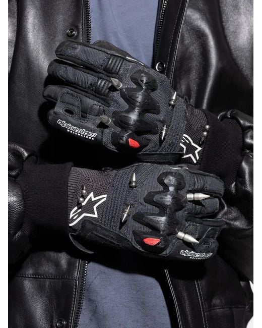 Balenciaga Black Studded Star Leather Gloves for men