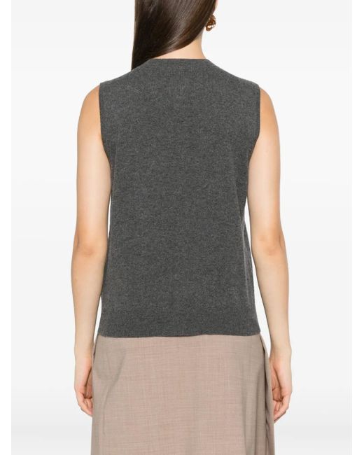 Fabiana Filippi Gray Button-Fastening Sleeveless Cardigan