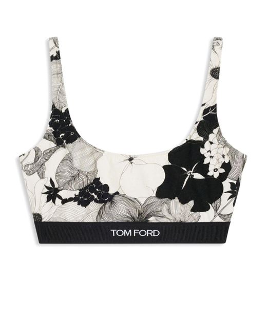Tom Ford Black Floral-print Bralette