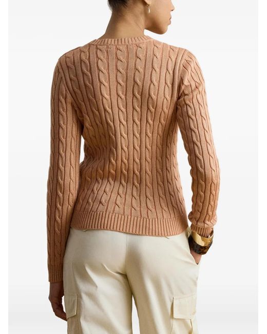 Ralph Lauren White Cable-Knit Button-Trim Sweater