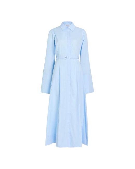 Gabriela Hearst Blue Belted Long-Sleeve Shirt Dress