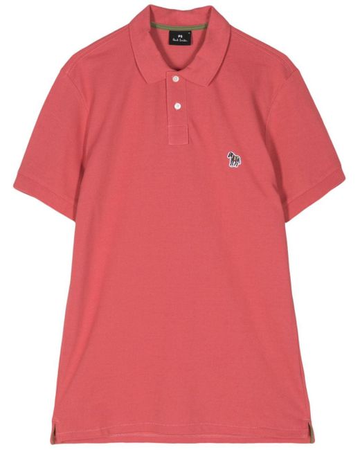 PS by Paul Smith Pink Zebra-embroidered Organic Cotton Polo Shirt for men