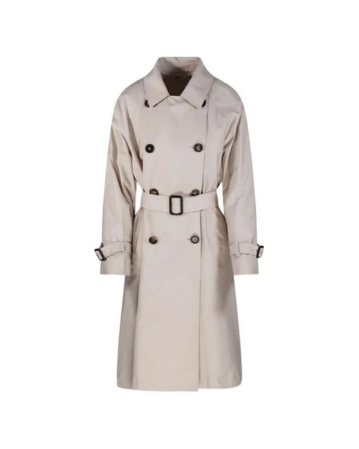 Max Mara White Belted Double-Breasted Coat
