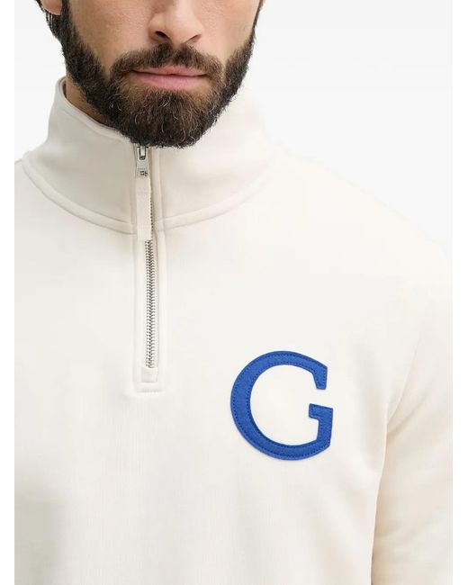 Gant White Logo-Patch Half-Zip Sweater for men