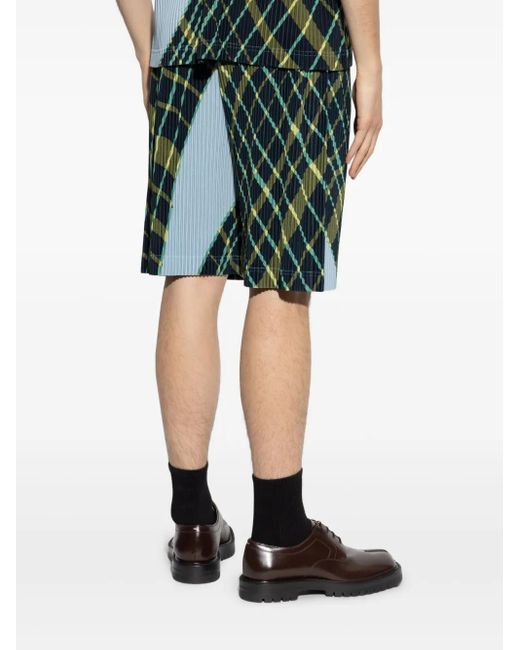 Homme Plissé Issey Miyake Green Windswept Plaid Shorts for men