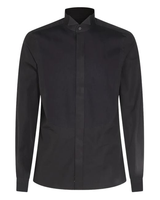 Canali Blue Cotton Tuxedo Shirt for men