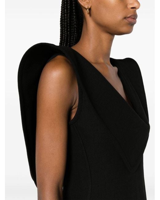 Bottega Veneta Black Asymmetric Midi Dress - Women's - Viscose/cotton/wool/polyamide