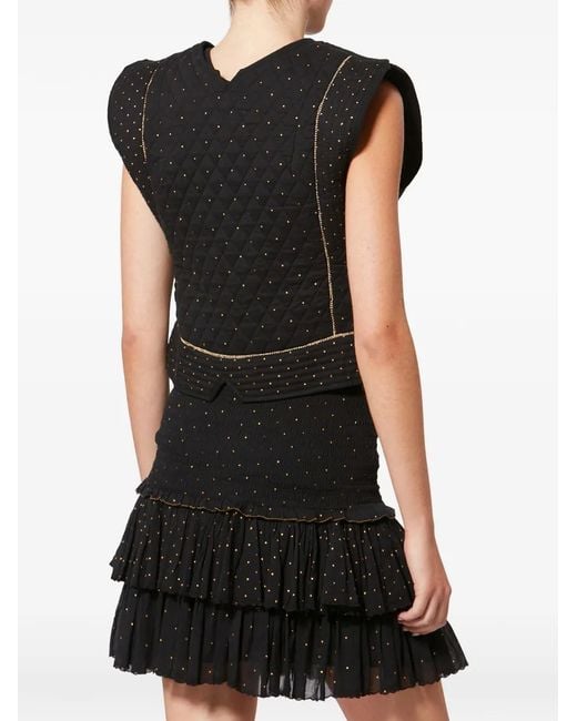 Isabel Marant Black Volana Quilted Studded Top