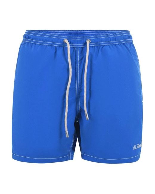 Mc2 Saint Barth Blue Patmos Drawstring-Waist Swim Shorts for men