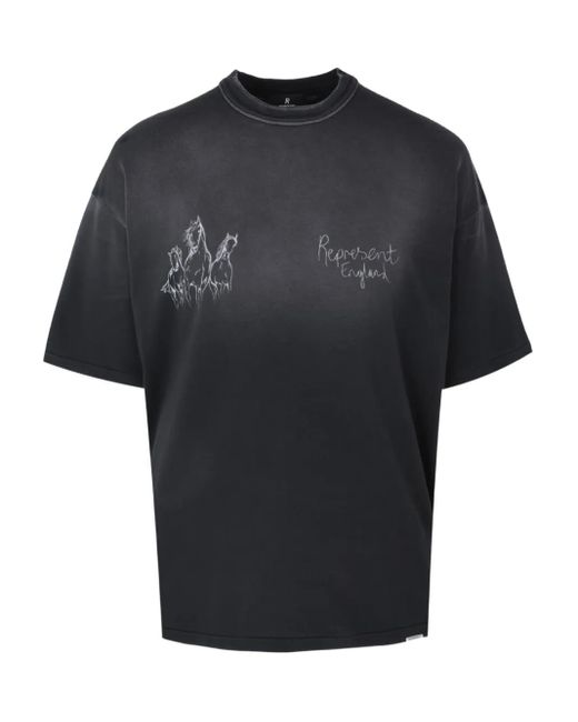 Represent Black Horses Graphic T-Shirt for men