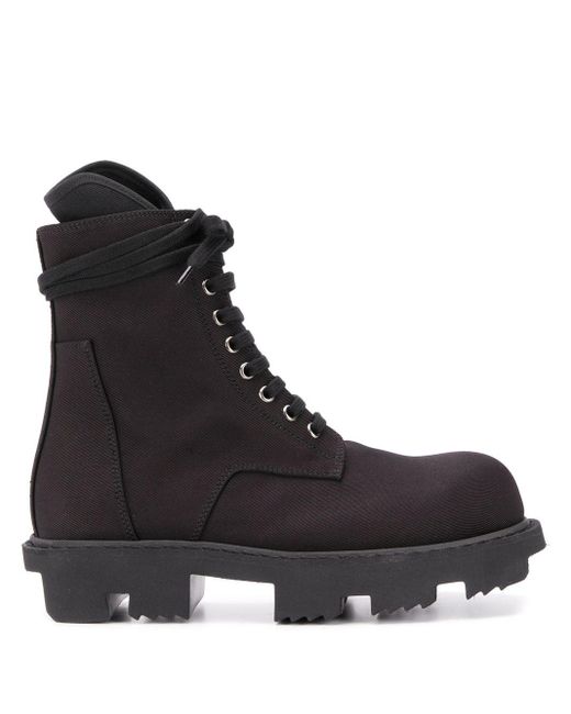 Rick Owens Drkshdw Black Bozo Megatooth Lace-up Canvas Boots