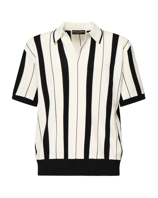 メンズ Dolce & Gabbana ストライプ Vネックtシャツ Black