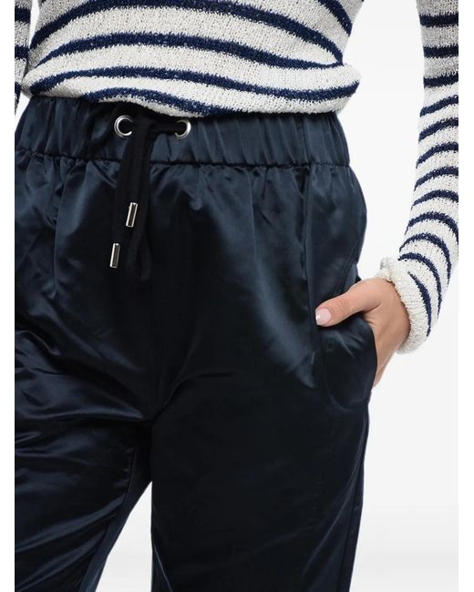 Sa Su Phi Blue Drawstring-Waist Silk Track Pants
