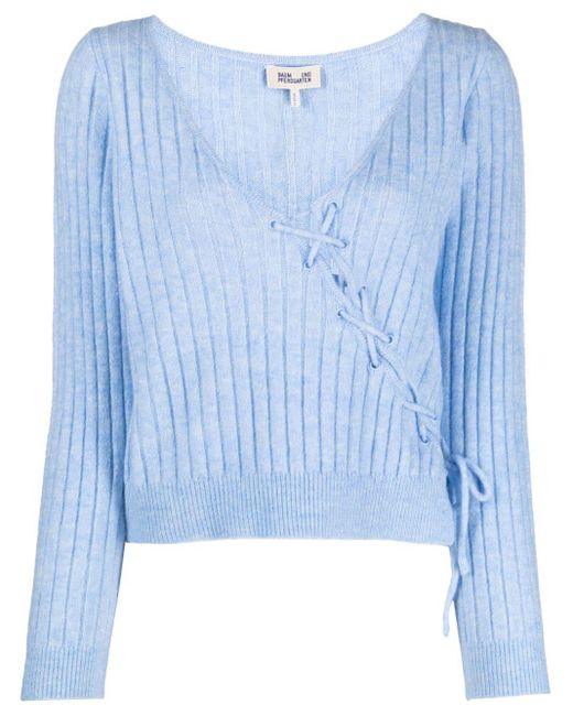 Baum und Pferdgarten Ribbed-knit Knot-detail Sweatshirt in Blue | Lyst