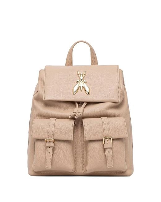 Patrizia Pepe Natural Fly Pebbled-Leather Backpack