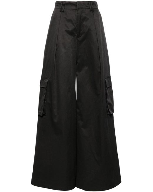 Cynthia Rowley Black Marbella Wide-leg Cargo Trousers